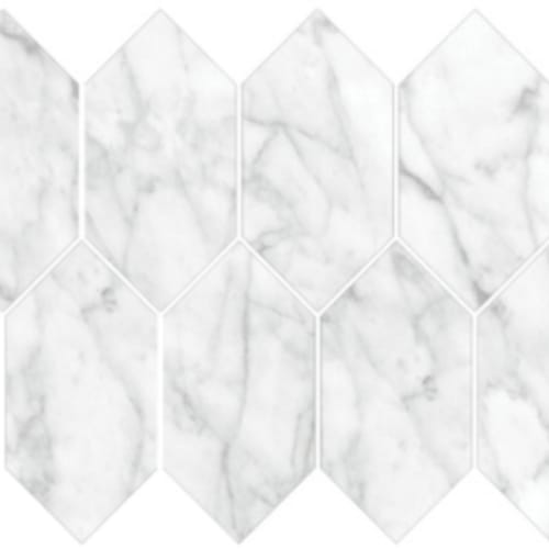 Vienna In Carrara Gioia - 3X6 Elongated Hexagon Mosaic
