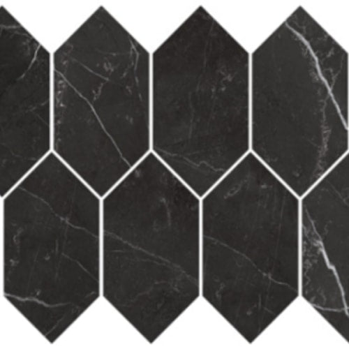 Vienna In Nero Venato - 3X6 Elongated Hexagon Mosaic