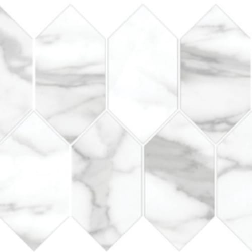 Vienna In Statuario Nuovo - 3X6 Elongated Hexagon Mosaic