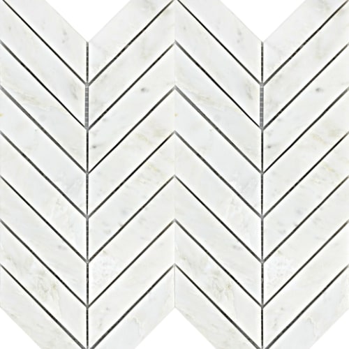 Marble Winter Frost In Winter Frost Chevron Mosaic - Mesh Mosaic