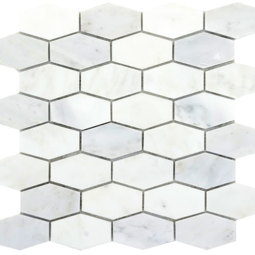 Marble Winter Frost In Winter Frost Hexagon Wide Mosaic - Mesh Mosaic