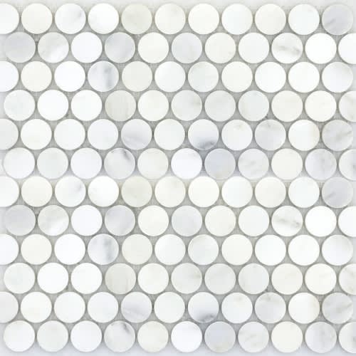 Marble Winter Frost In Winter Frost Penny Mosaic - Mesh Mosaic